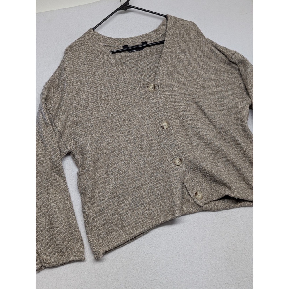 Members Mark V-Neck Cardigan Sweater Tan Marl Knit Button Up Womens XL
